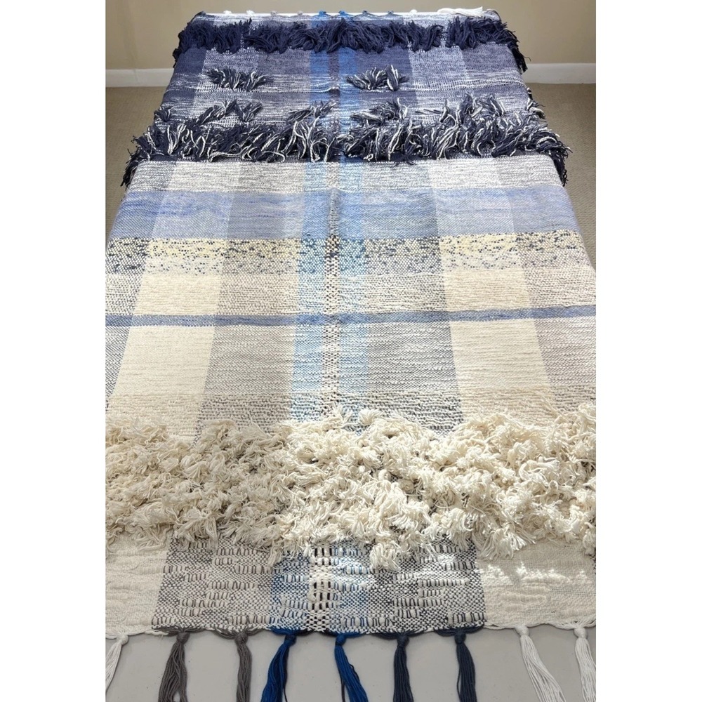 All Roads Design Throw Blanket Anthropologie Bloomfield Fringe Handcrafted-Mint! - Picture 4 of 12